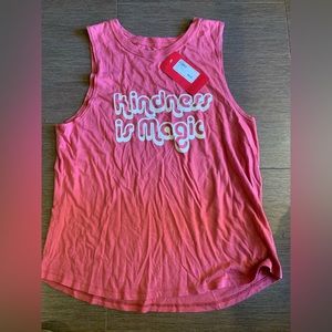 Spiritual gangster kindness is magic pink salmon new size large tank top